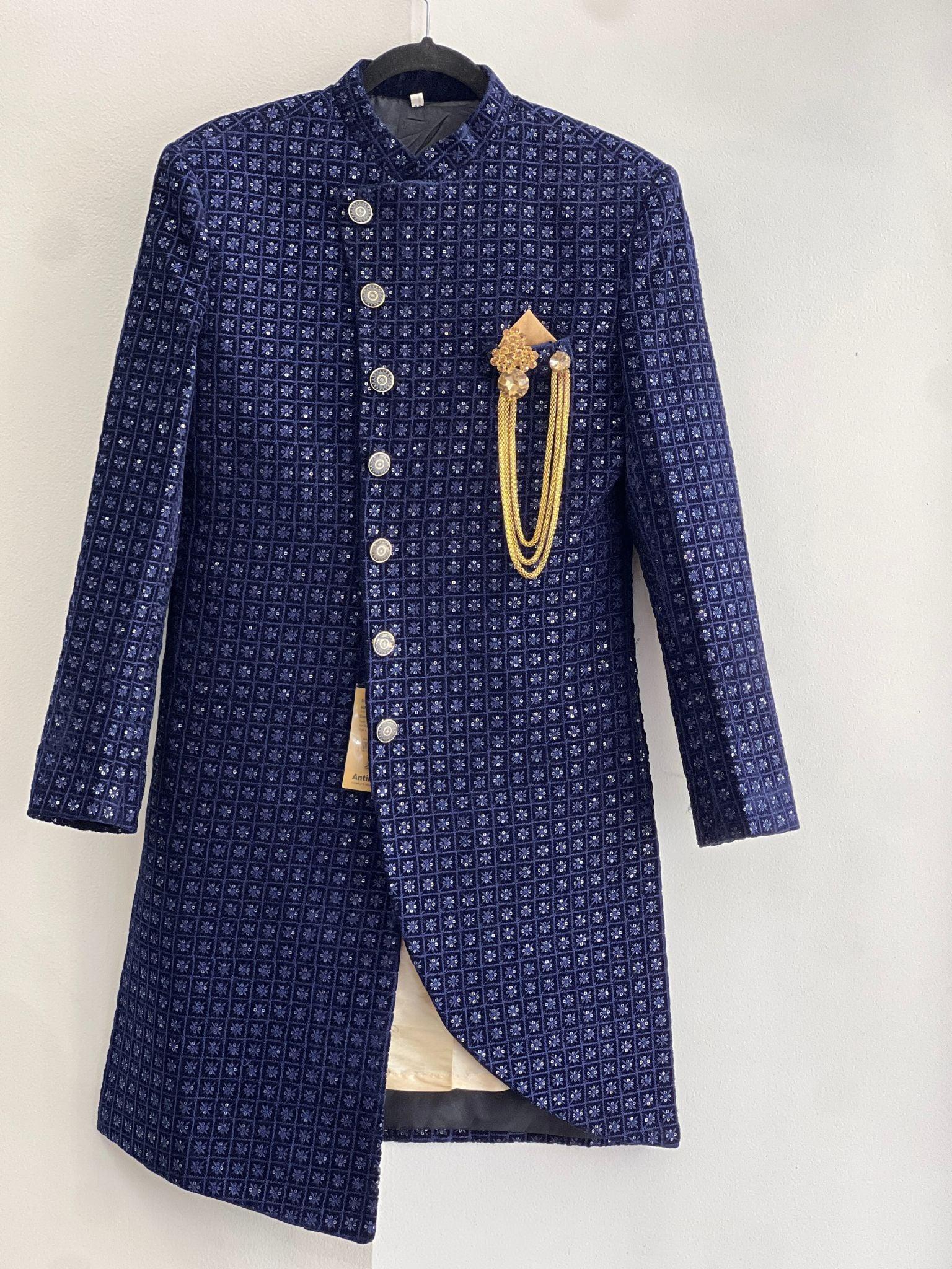 Mens Sherwani Set In Sequins Work - Boutique Nepal