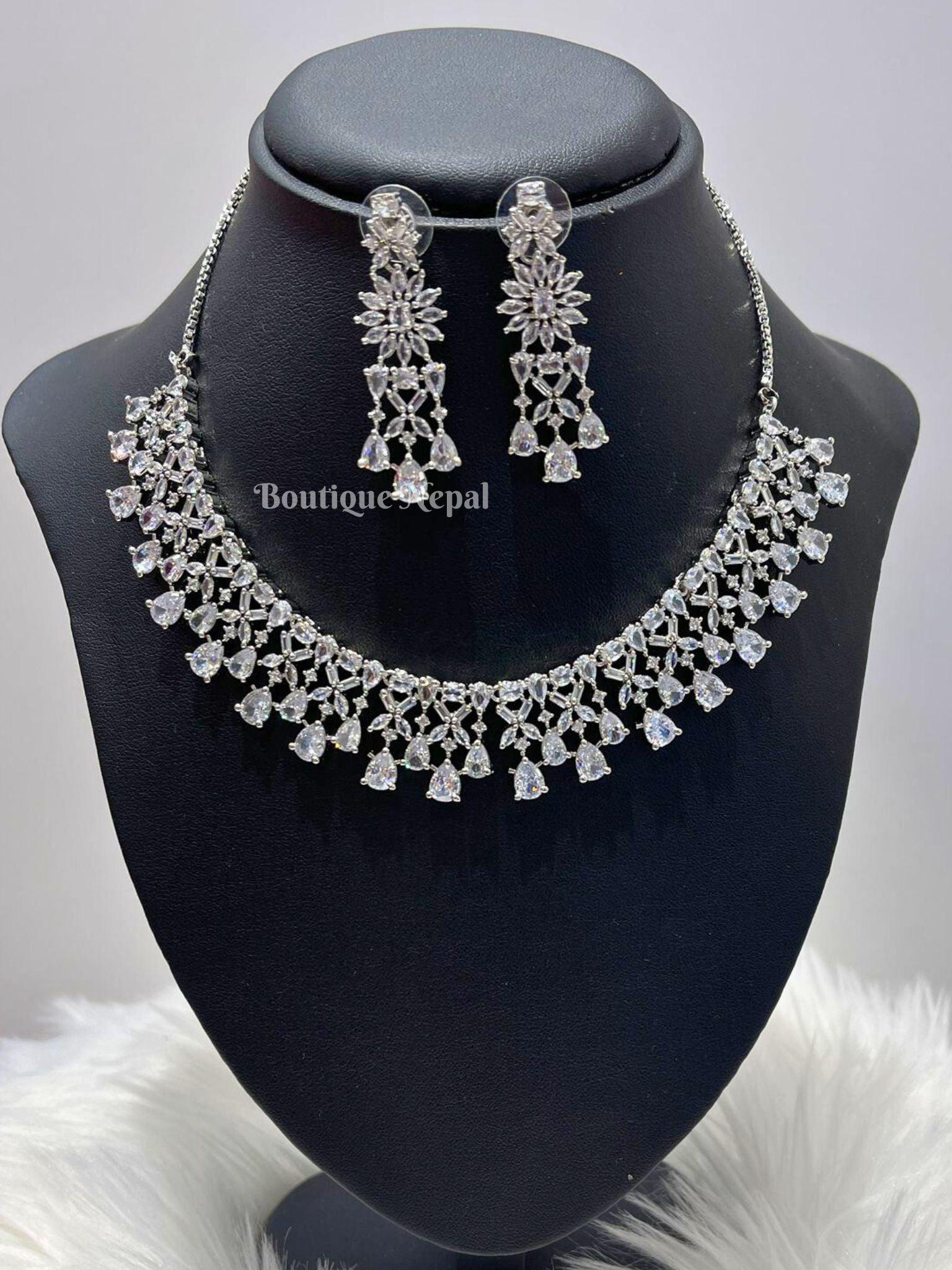Munu American Diamond Necklace Set - Boutique Nepal Au