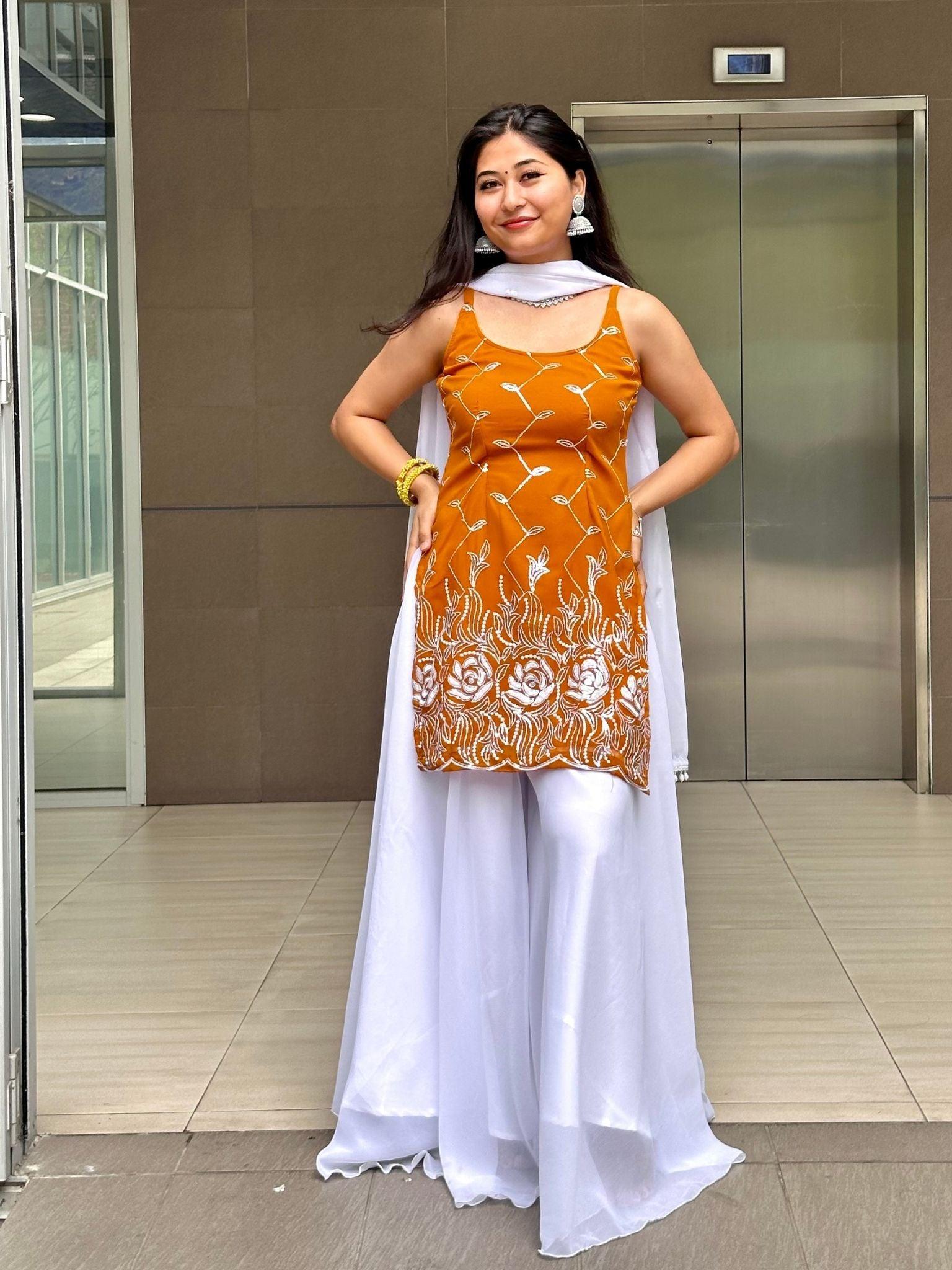 Mustrardyellow Kurthi Plazo Set - Boutique Nepal Australia 