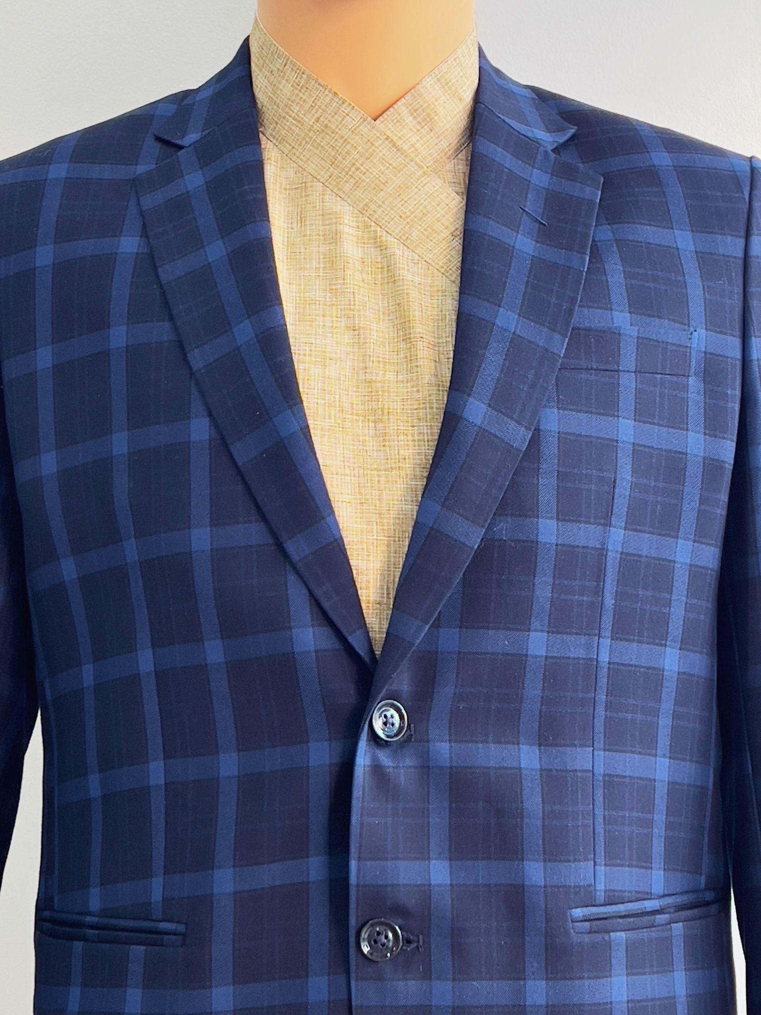 Navy Blue Check Blazer - Boutique Nepal