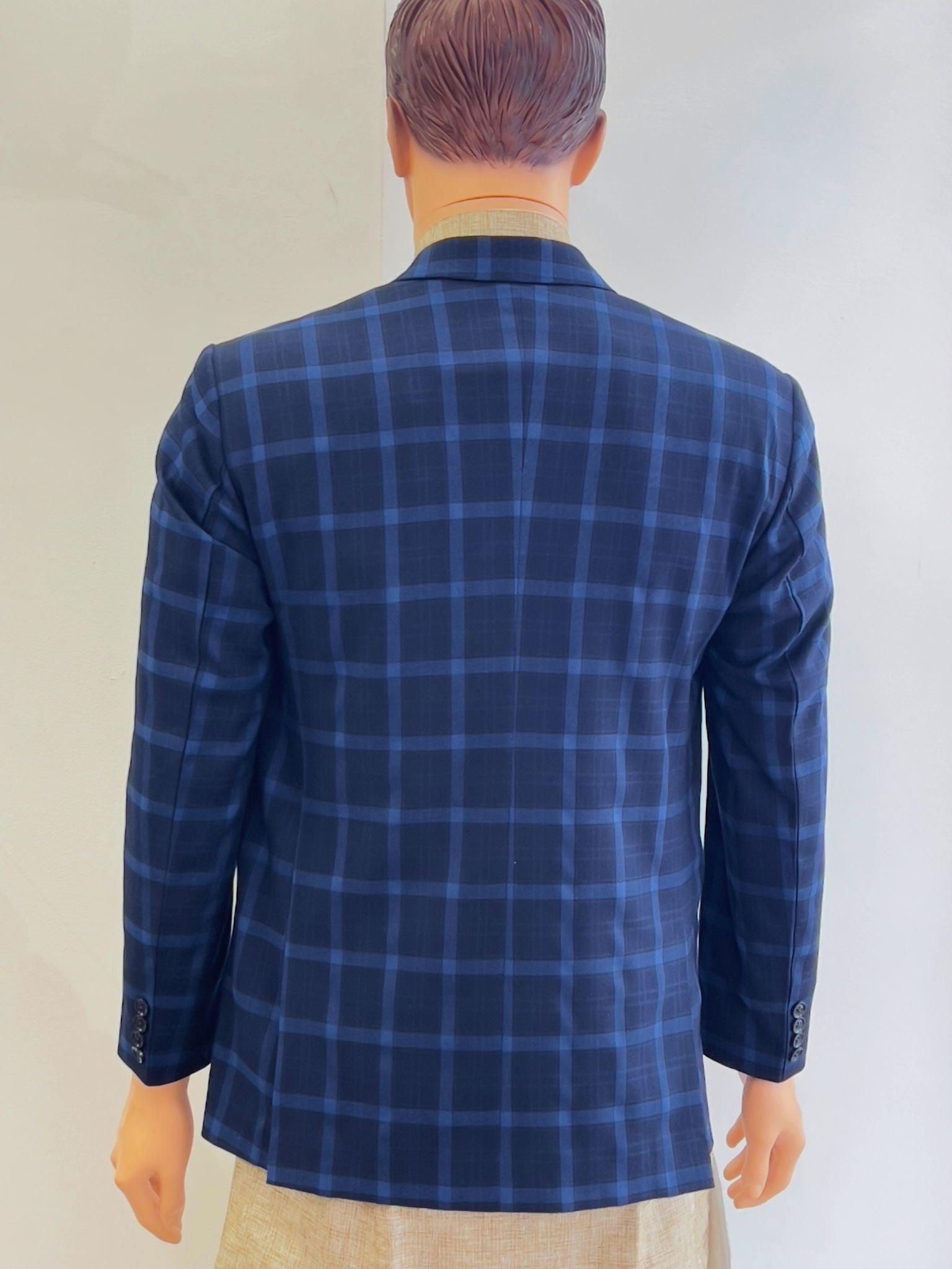 Navy Blue Check Blazer - Boutique Nepal