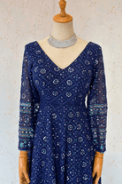 Navyblue Sequence Work Anarkali Kurta Set - Boutique Nepal