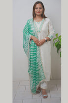 Off White Cotton Silk Kurta Set With Dupatta - Boutique Nepal