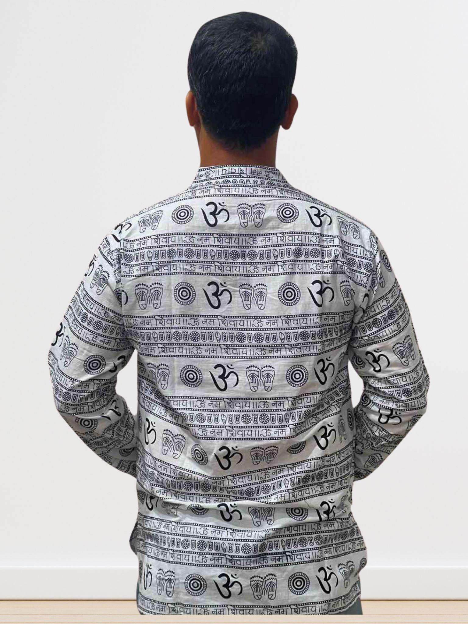 Om Print kurta/ Shirt Full Sleeve - Boutique Nepal