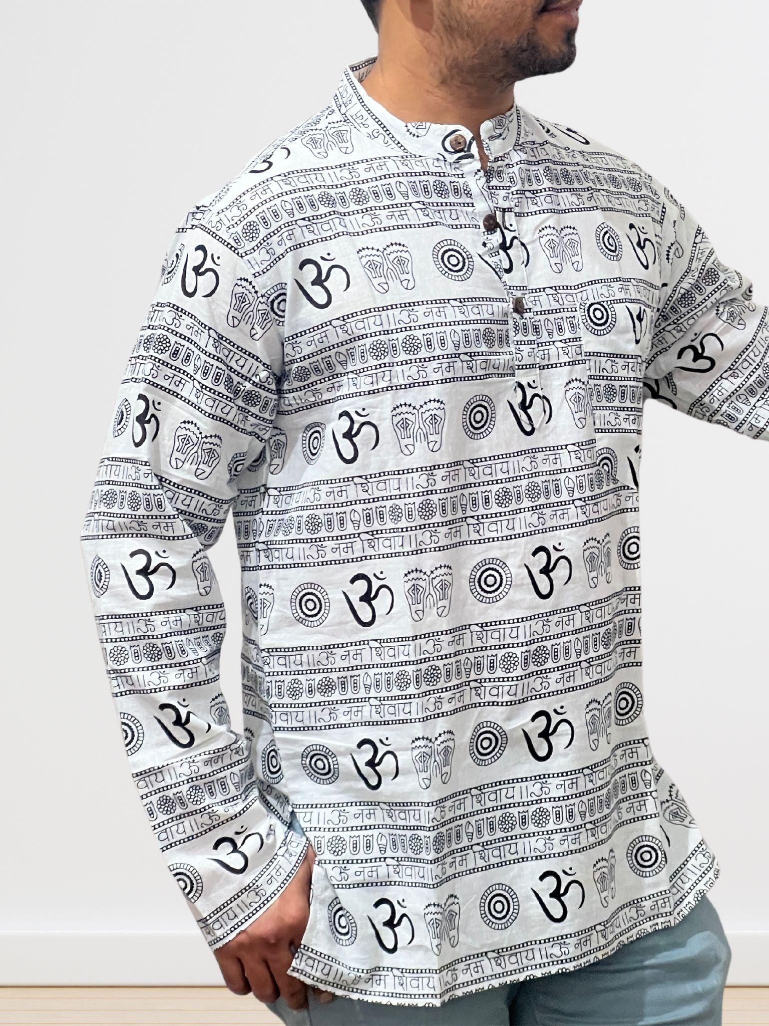 Om Print kurta/ Shirt Full Sleeve - Boutique Nepal