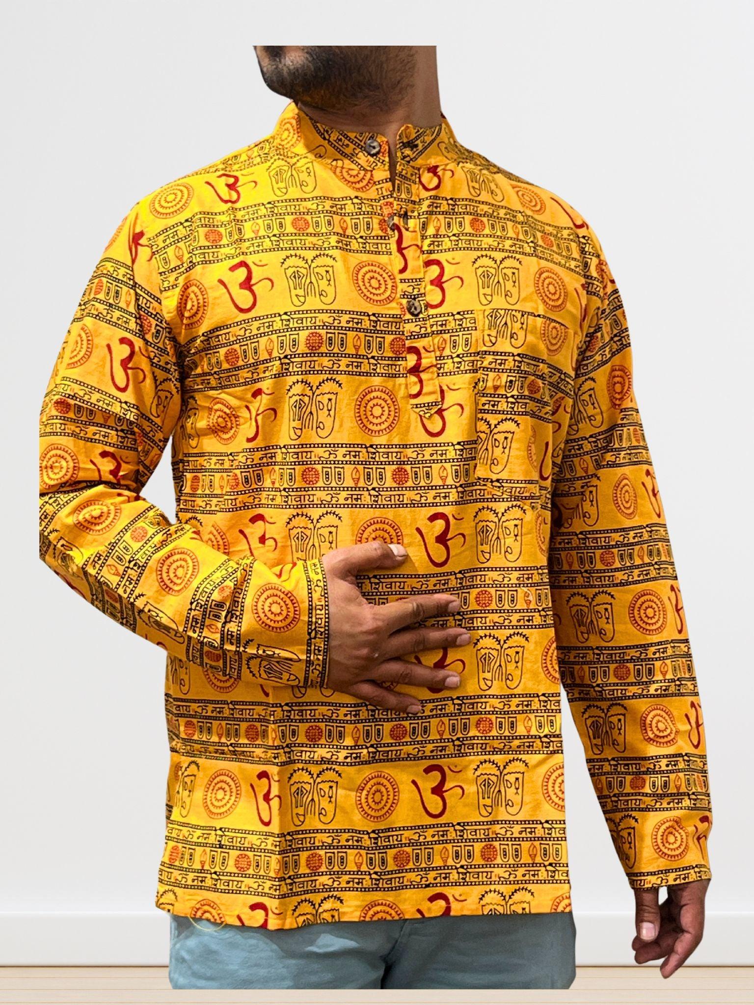 Om Print kurta/ Shirt Full Sleeve - Boutique Nepal