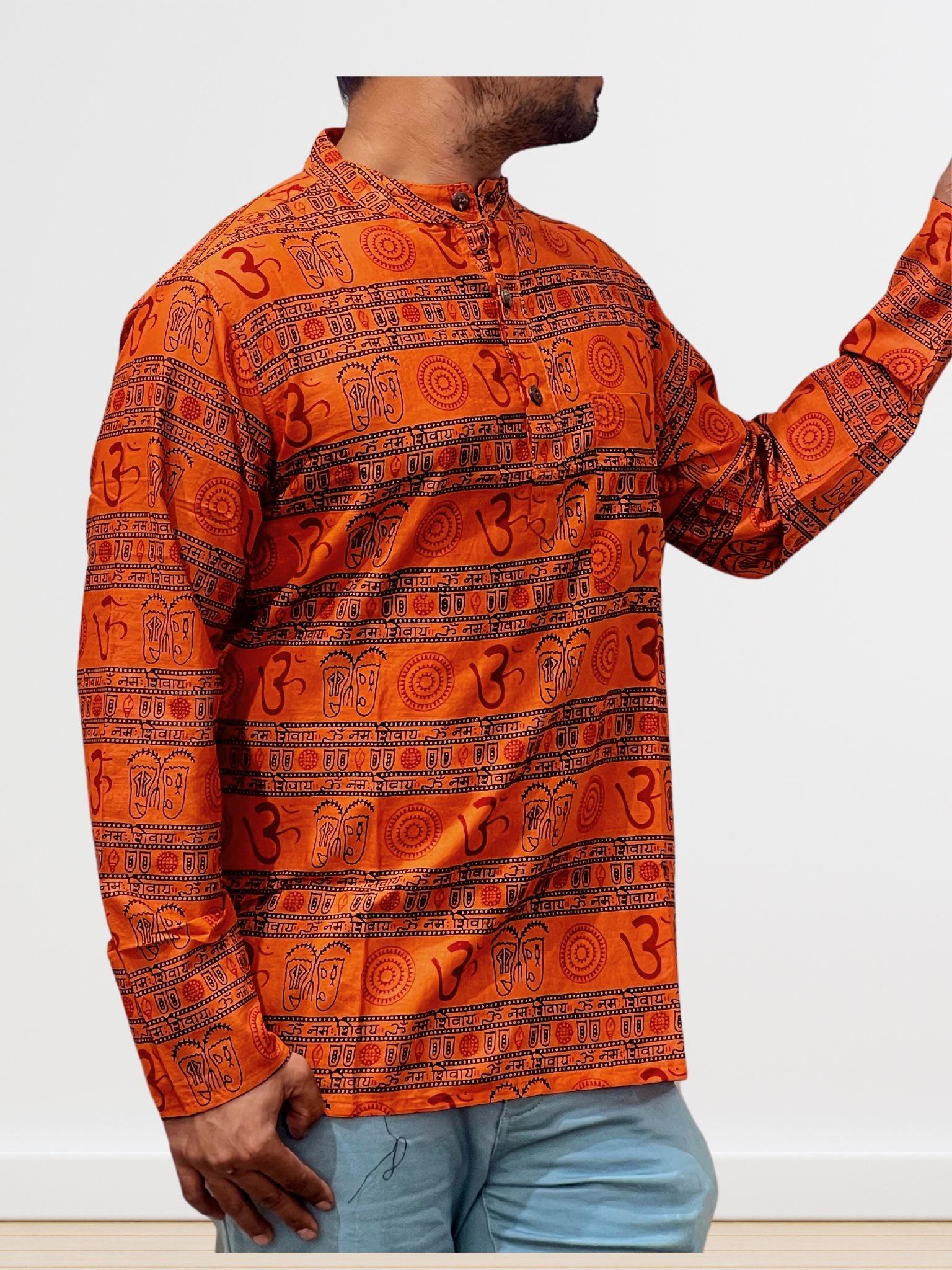 Om Print kurta/ Shirt Full Sleeve - Boutique Nepal