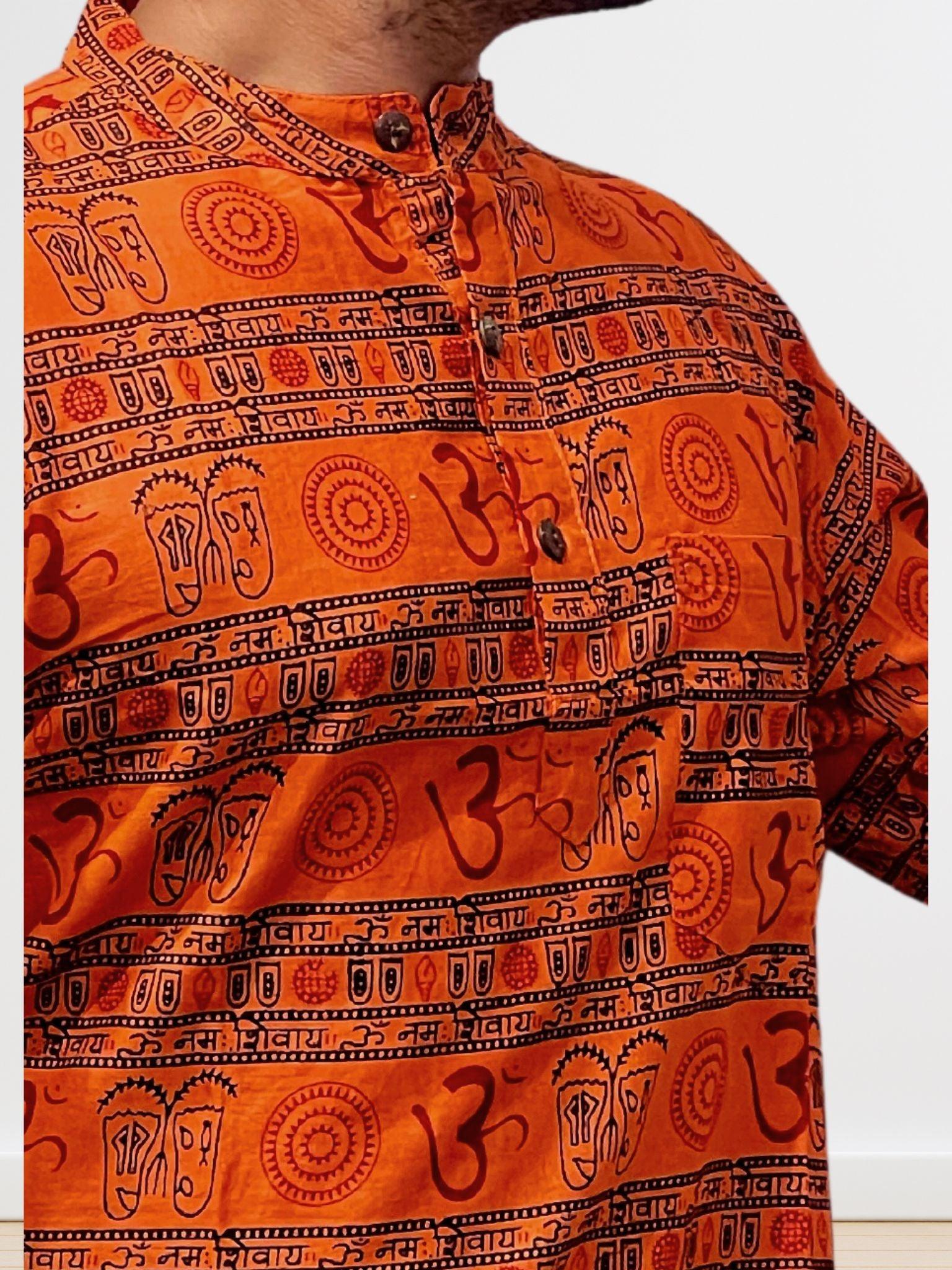 Om Print kurta/ Shirt Full Sleeve - Boutique Nepal