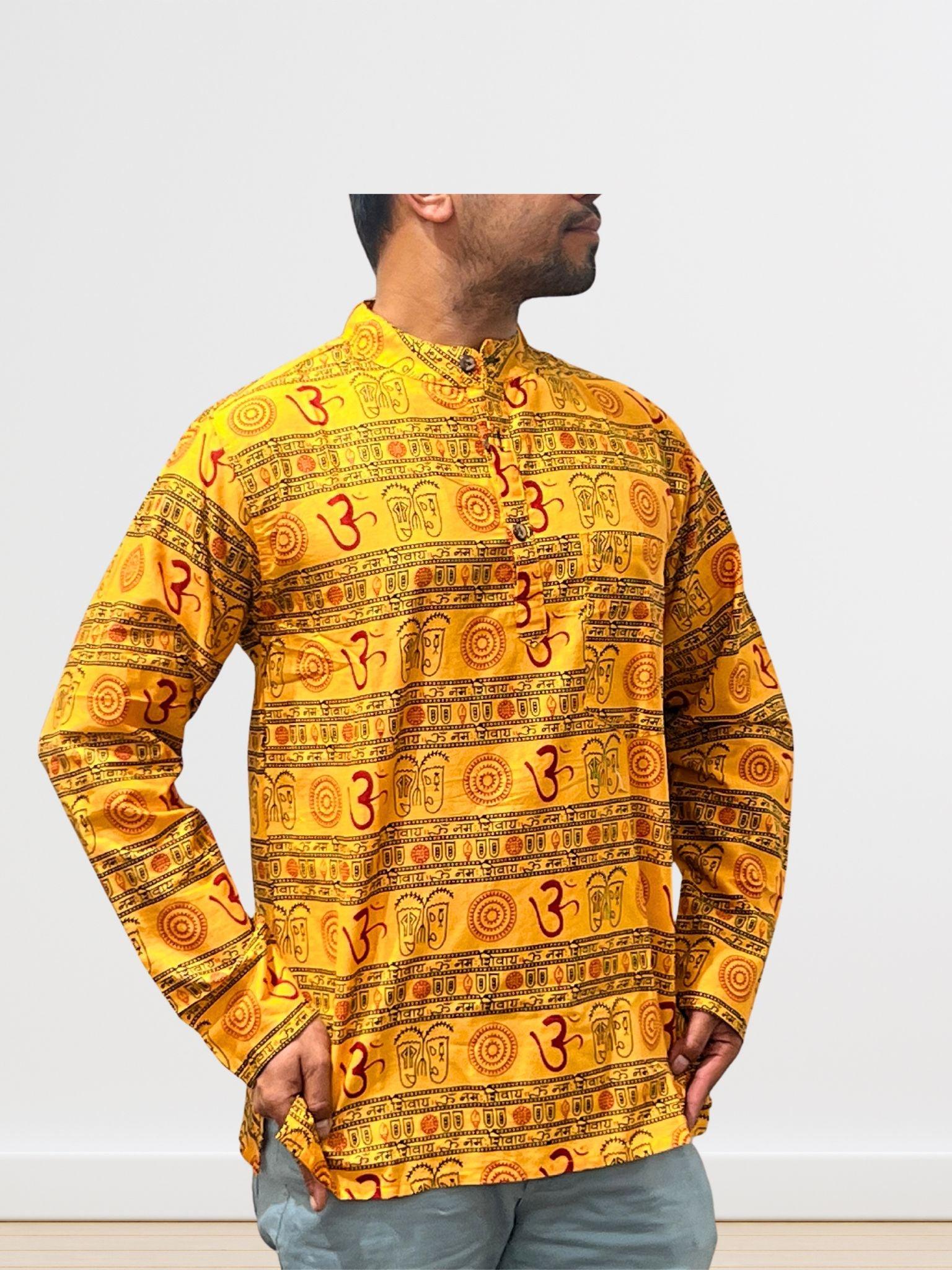 Om Print kurta/ Shirt Full Sleeve - Boutique Nepal