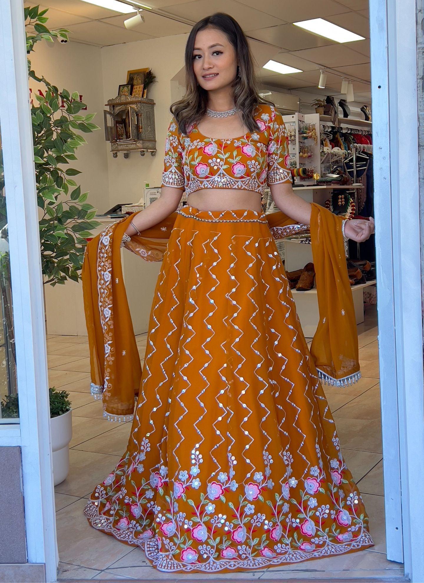 Orange Color Lehenga Set - Boutique Nepal