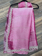 Organza Silk Saree in Pink - Boutique Nepal