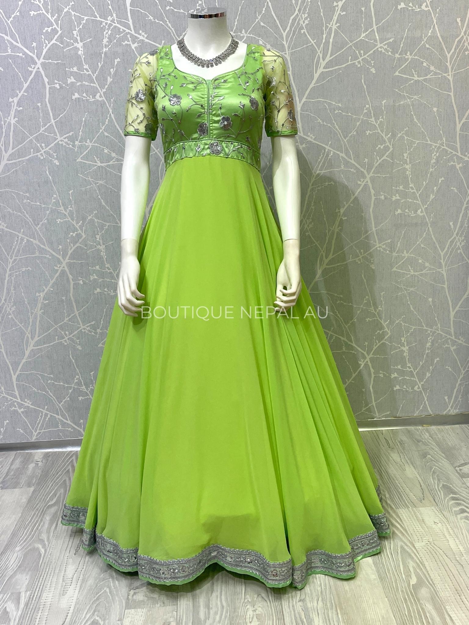 Green colour frock outlet design