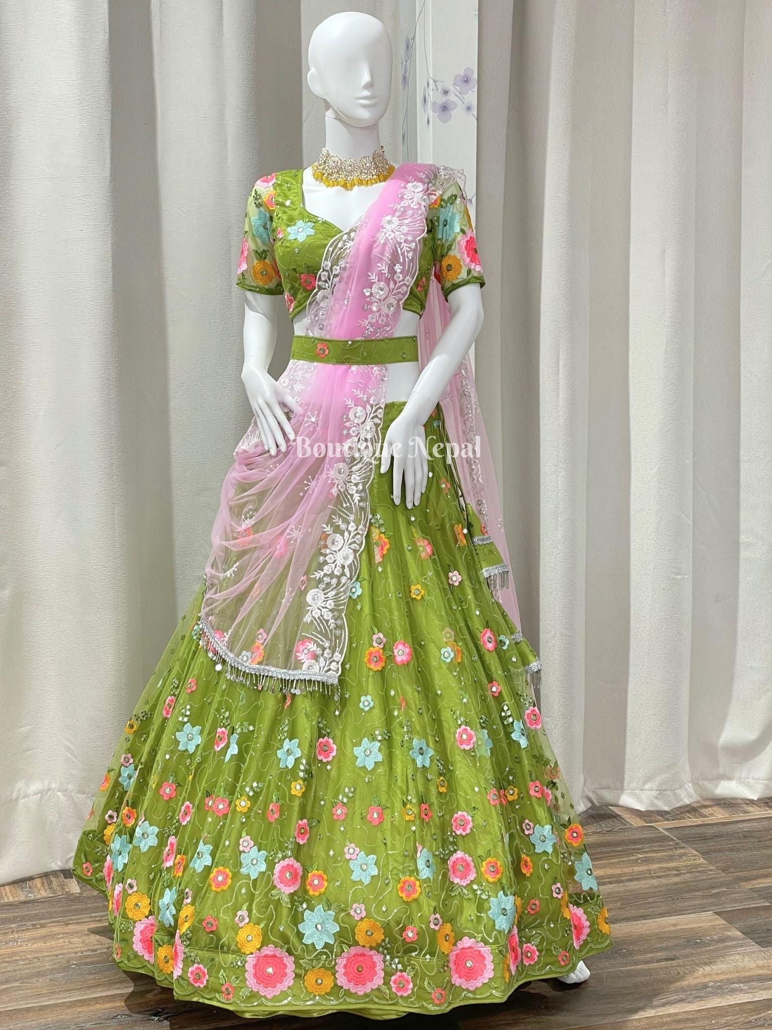 45+ Jaw Dropping Green Coloured Lehengas We Spotted For Your Intimate  Wedding! | Indian bridal outfits, Mehendi outfits, Indian fashion dresses