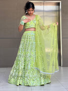 Parrot Green Lehenga Choli Set - Boutique Nepal