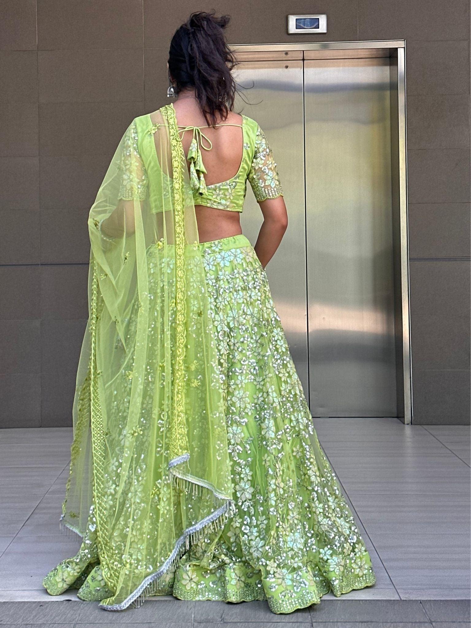 Parrot Green Lehenga Choli Set - Boutique Nepal