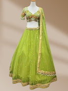 Parrot Green Tikki Lehenga Choli Set - Boutique Nepal