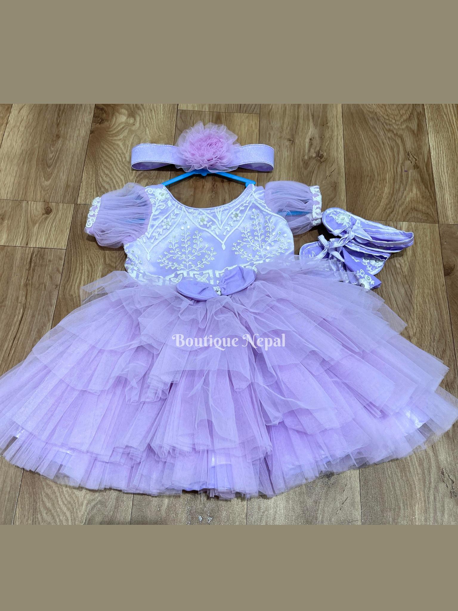 Pasni Dress For Baby Girls In Lavender - Boutique Nepal Au