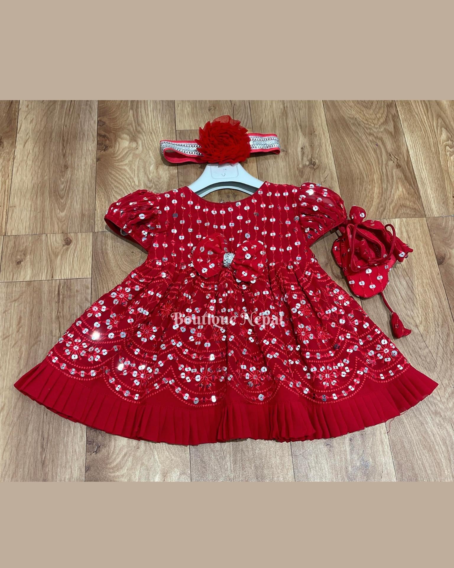 Pasni Dress for Baby Girls In Red