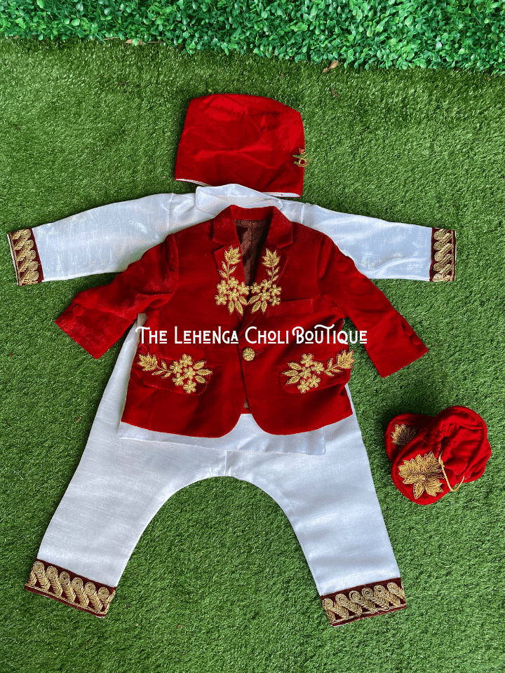 Pasni/birthday Handwork Coat Set In Red