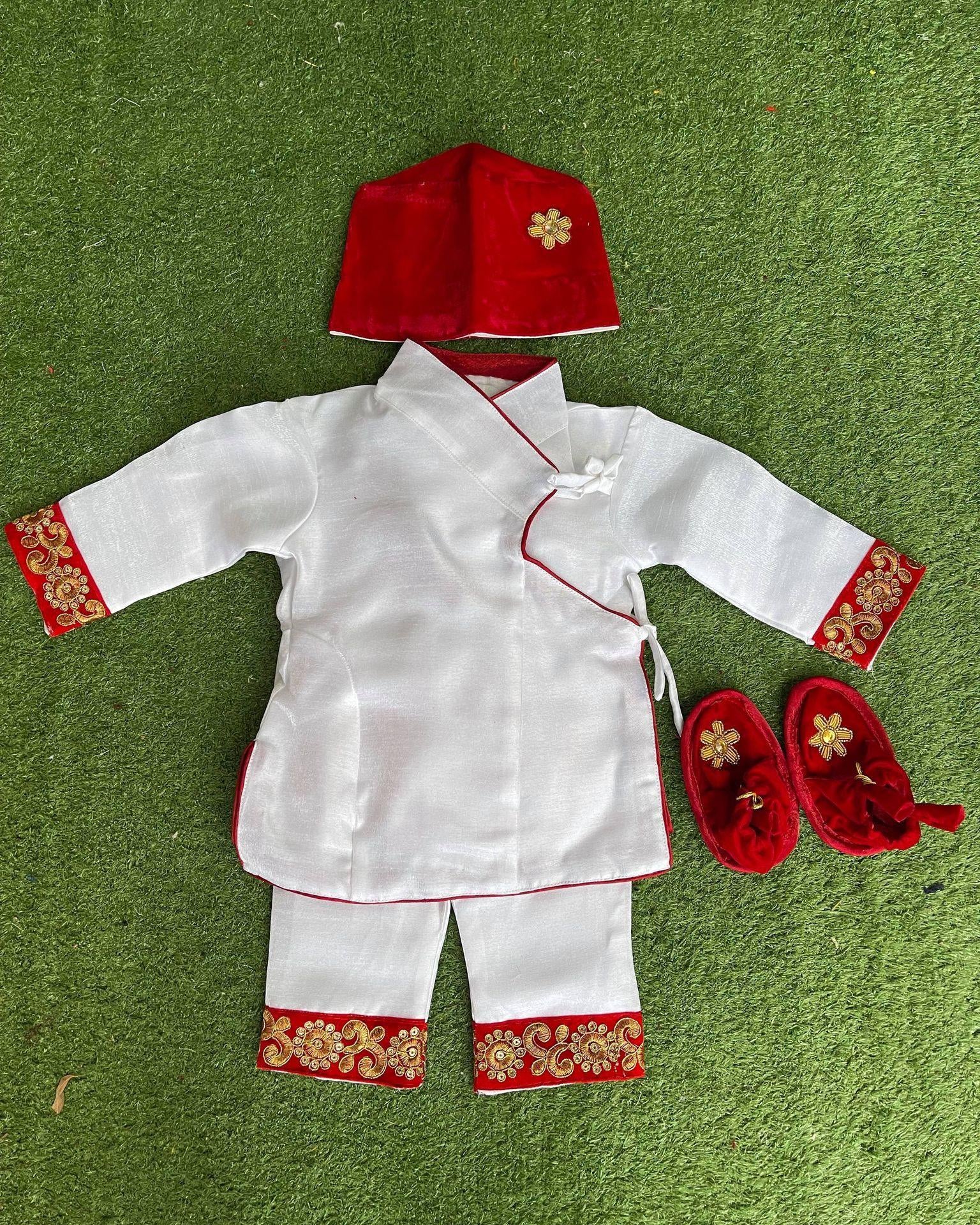 Pasni/birthday Handwork Coat Set In Red