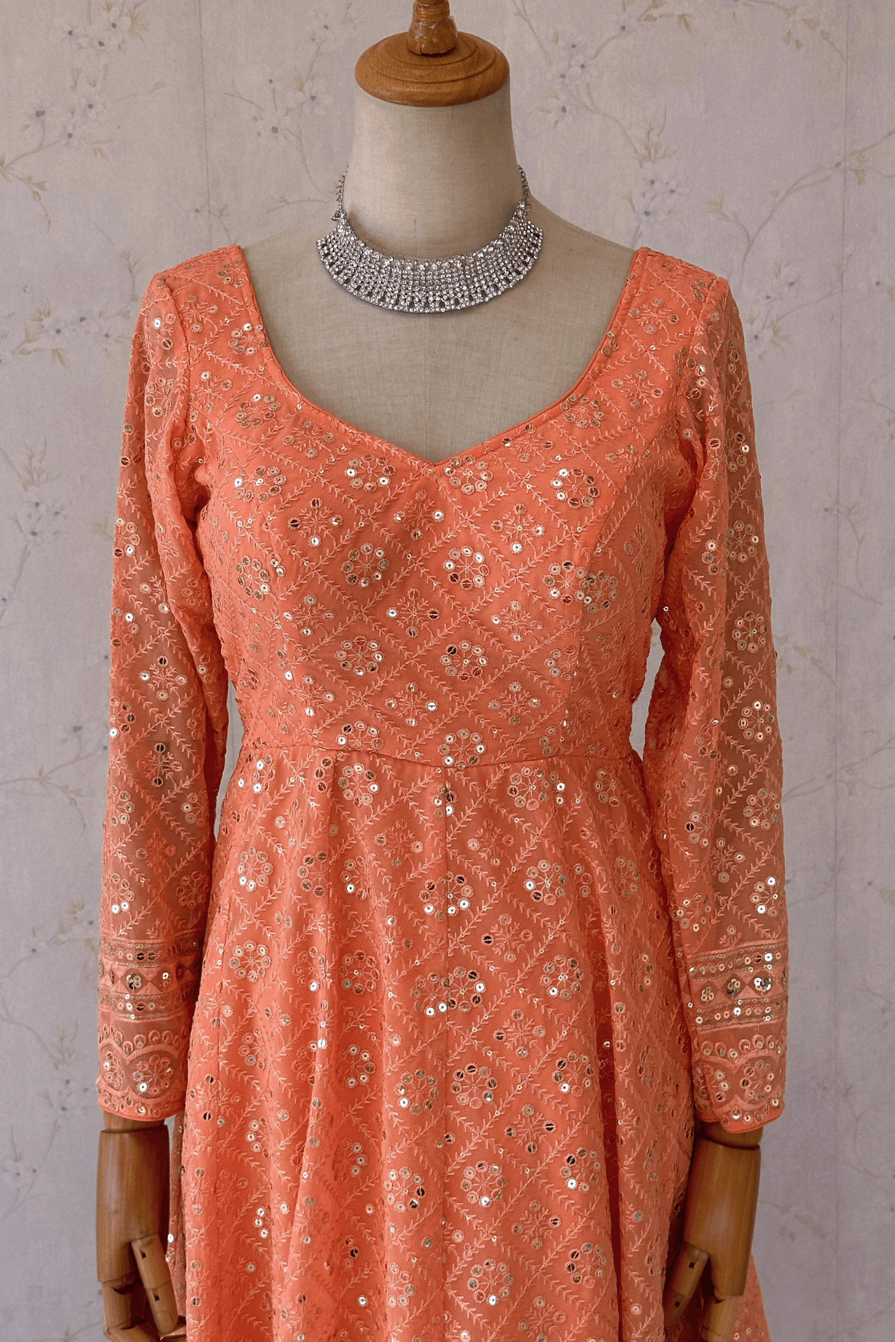 Peach Anarkali Kurta Set - Boutique Nepal