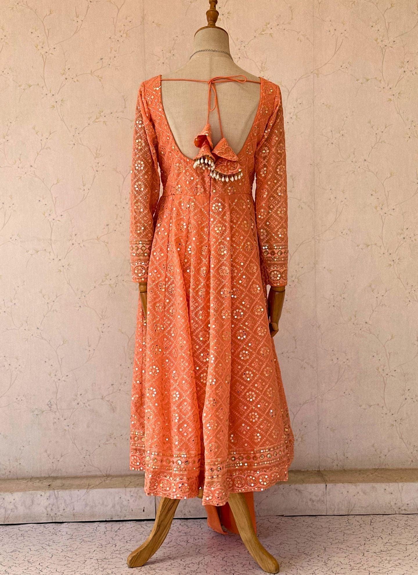 Peach Anarkali Kurta Set - Boutique Nepal