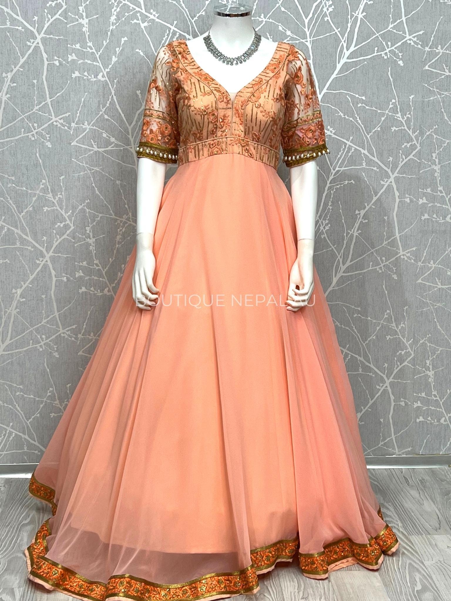 Peach Designer Gown - Boutique Nepal