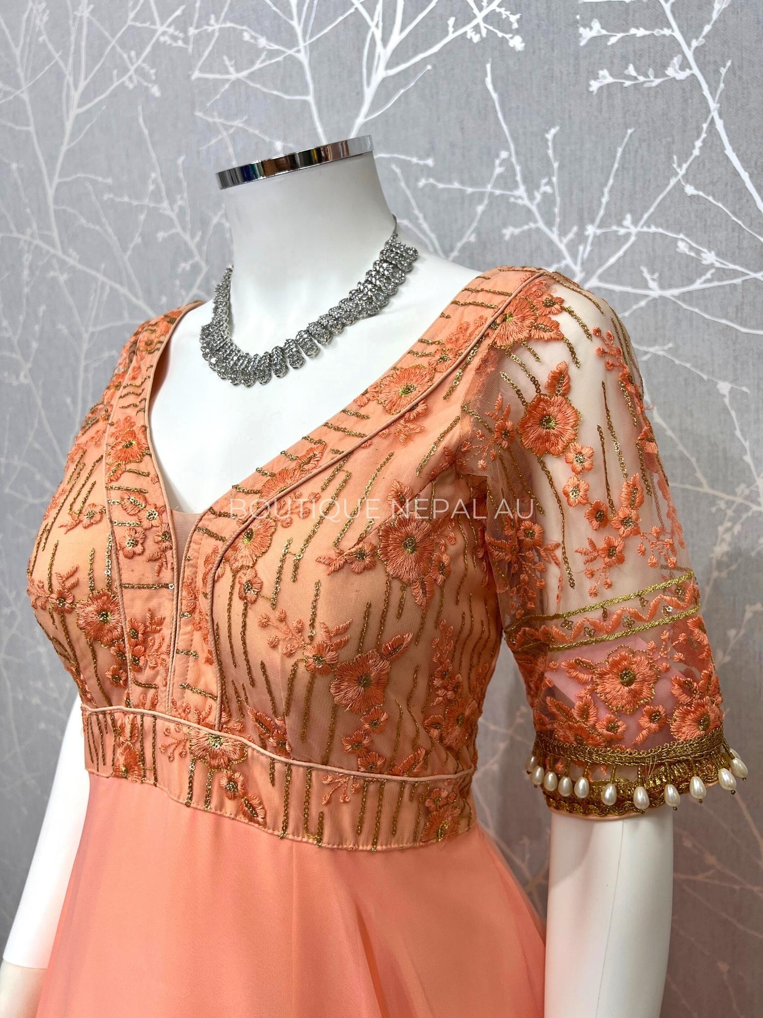 Peach Designer Gown - Boutique Nepal