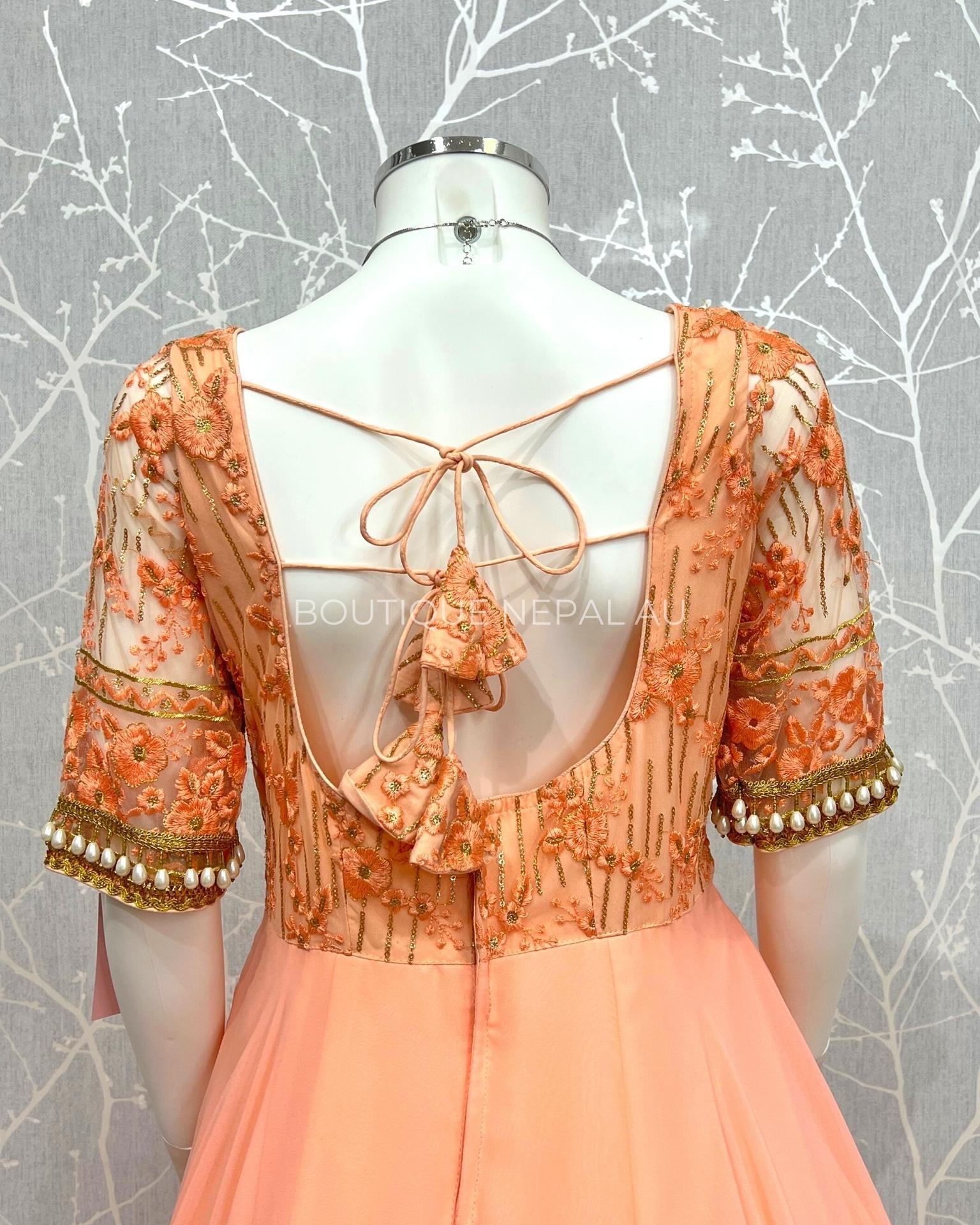 Peach Designer Gown