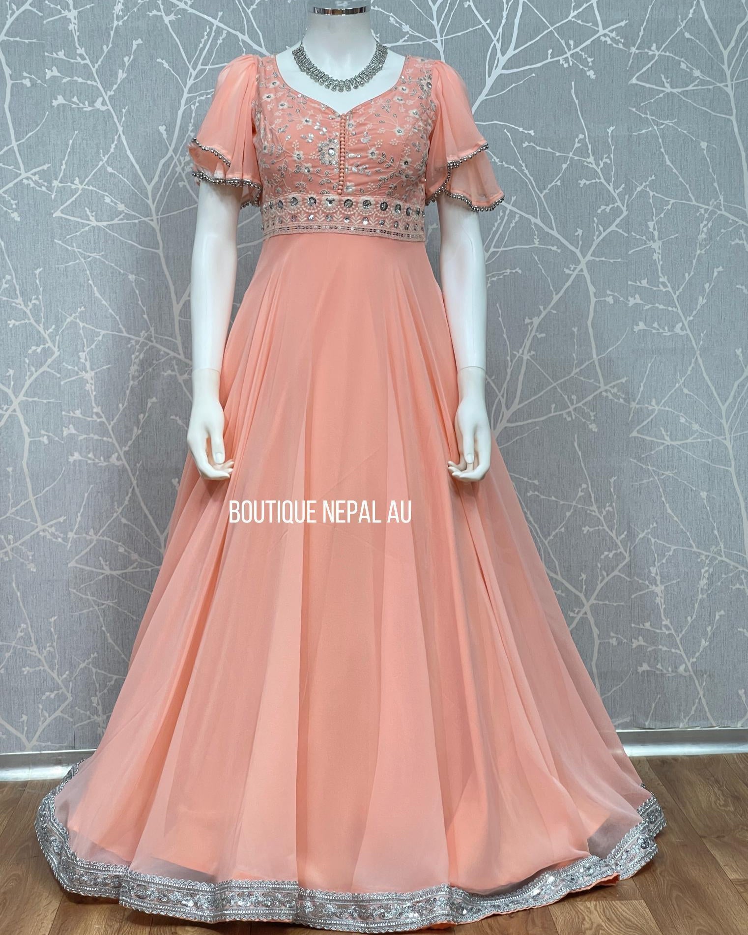 Peach Gown - Boutique Nepal Au