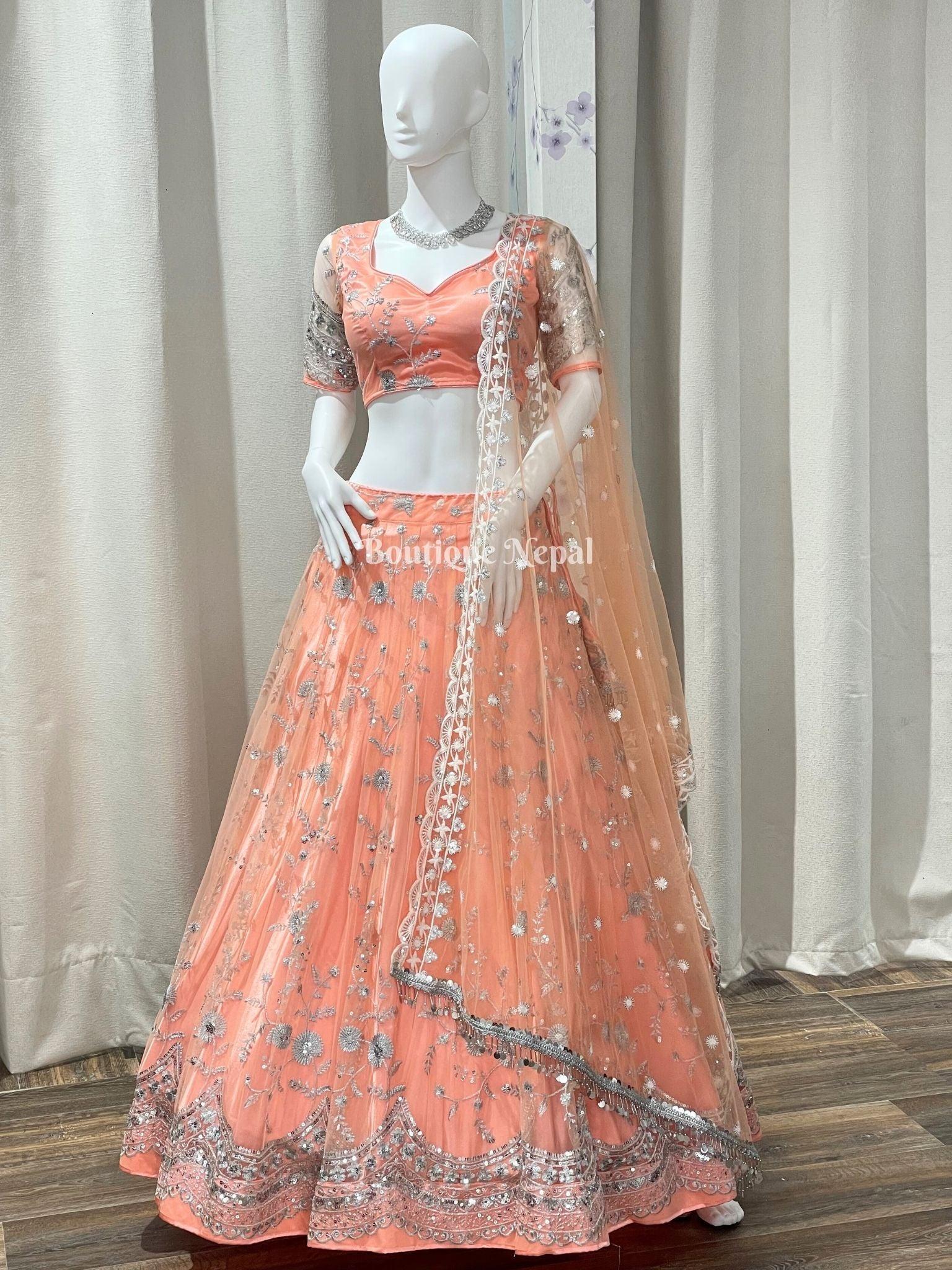 Peach Lehenga Choli Set - Boutique Nepal