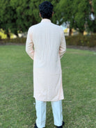 Peach Mens Chikankari Kurta Set - Boutique Nepal