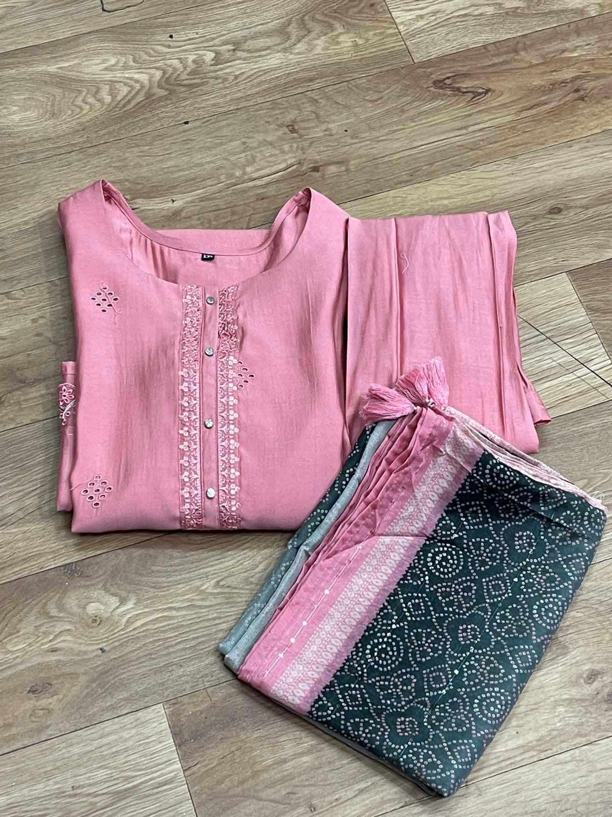 Peach Three Piece Readymade Kurta Set - Boutique Nepal