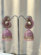 Peacock Jhumki Earring in Pink - Boutique Nepal