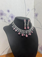 Pink American Diamond Necklace Set - Boutique Nepal