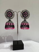 Pink Black Jhumki Earring - Boutique Nepal