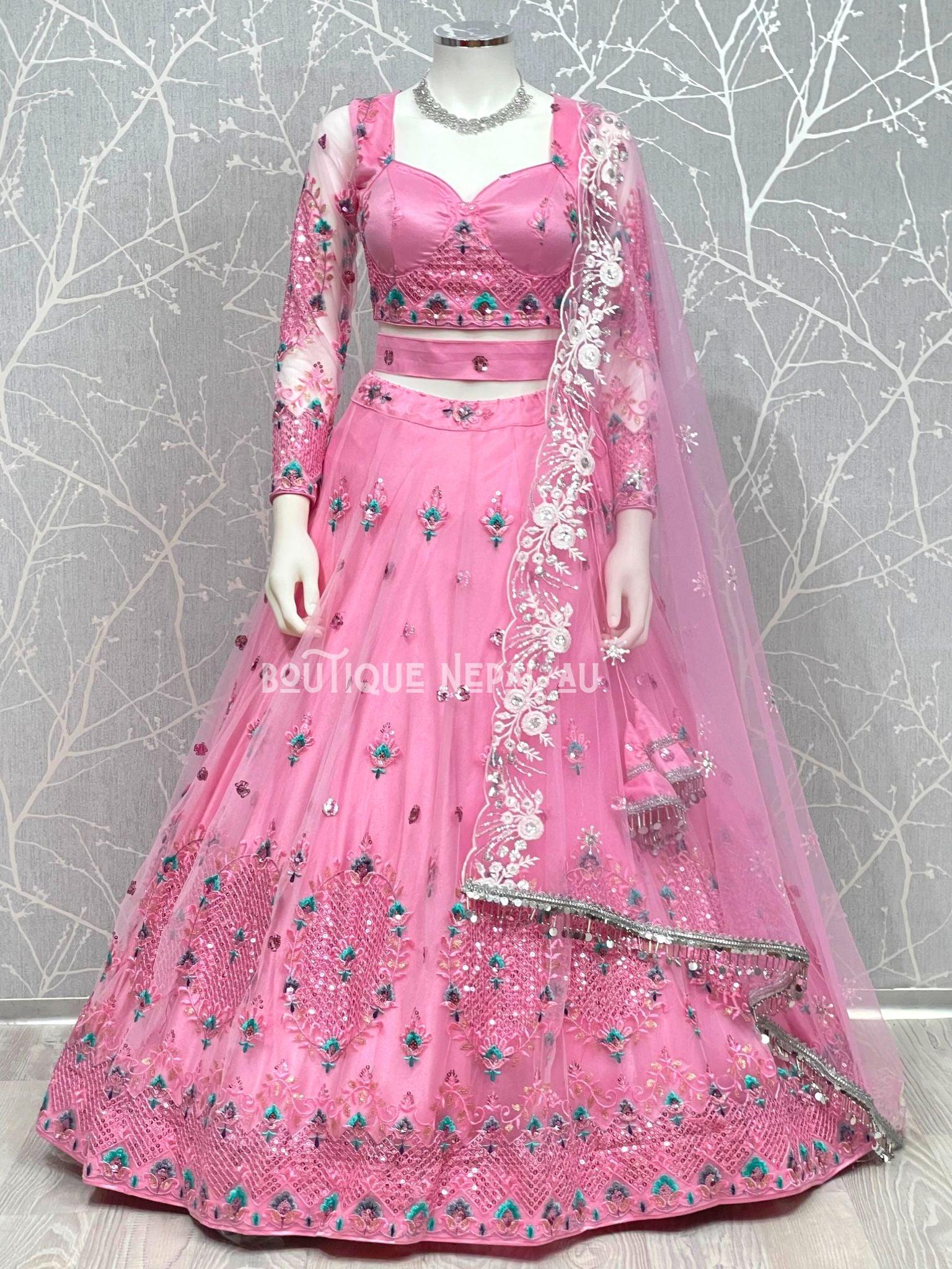 Pink Designer Lehenga Choli Set - Boutique Nepal Au