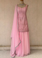 Pink Sleeveless Kurti Plazo Sequence Work - Boutique Nepal