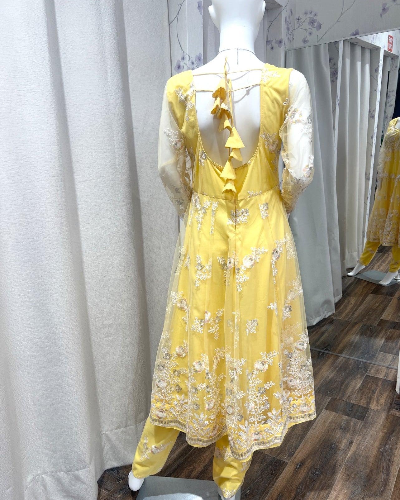 Plus Size Anarkali Kurta Set in Yellow - Boutique Nepal