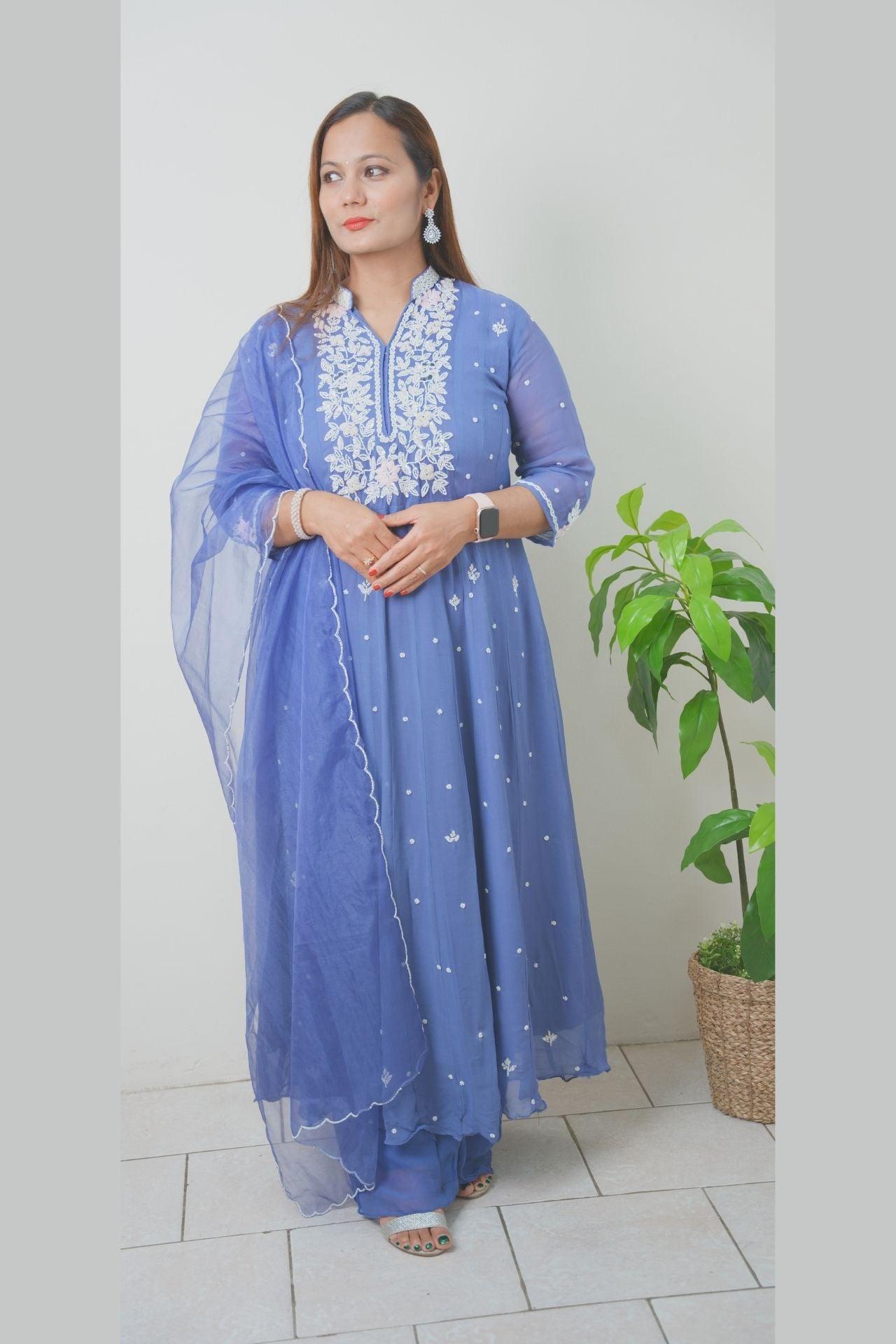 Pure HandWork Anarkali with Plazo Set - Boutique Nepal