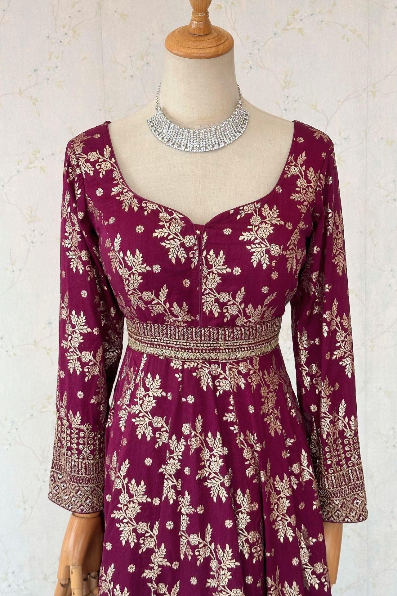 Purple Dolasilk anarkali Set - Boutique Nepal