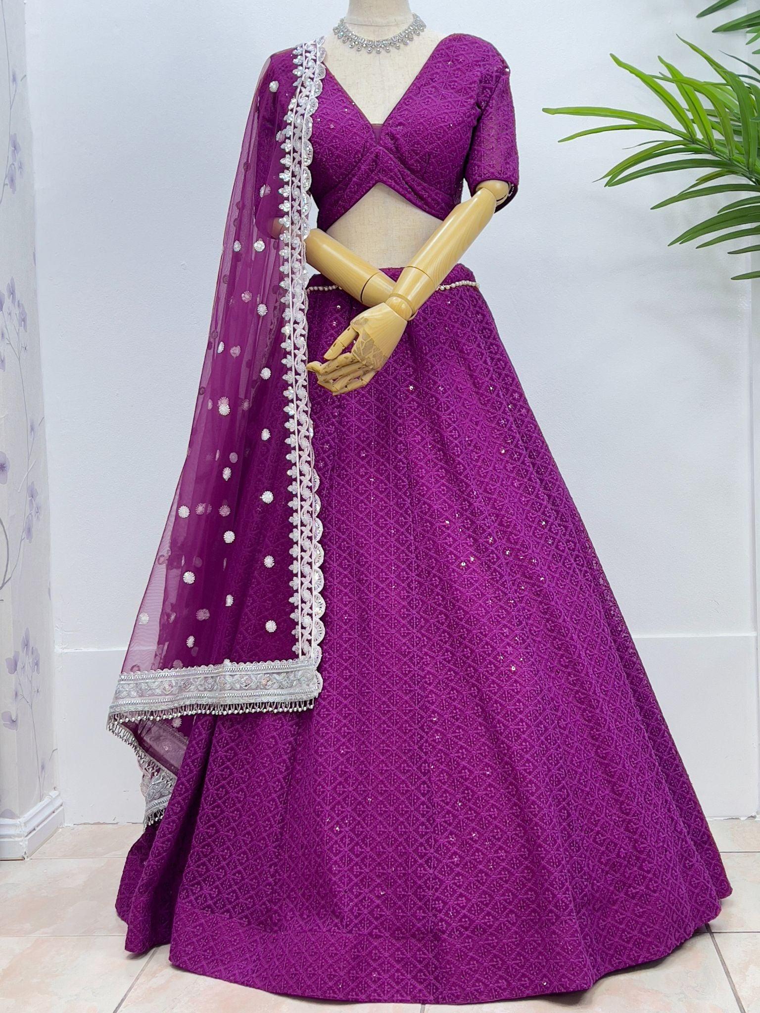 Purple Georgette Lehenga Set - Boutique Nepal