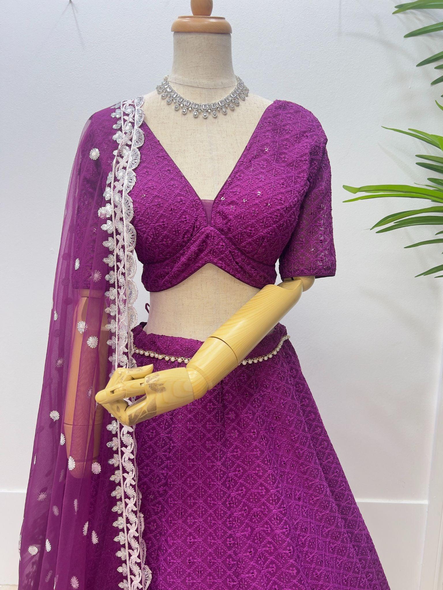 Purple Georgette Lehenga Set - Boutique Nepal