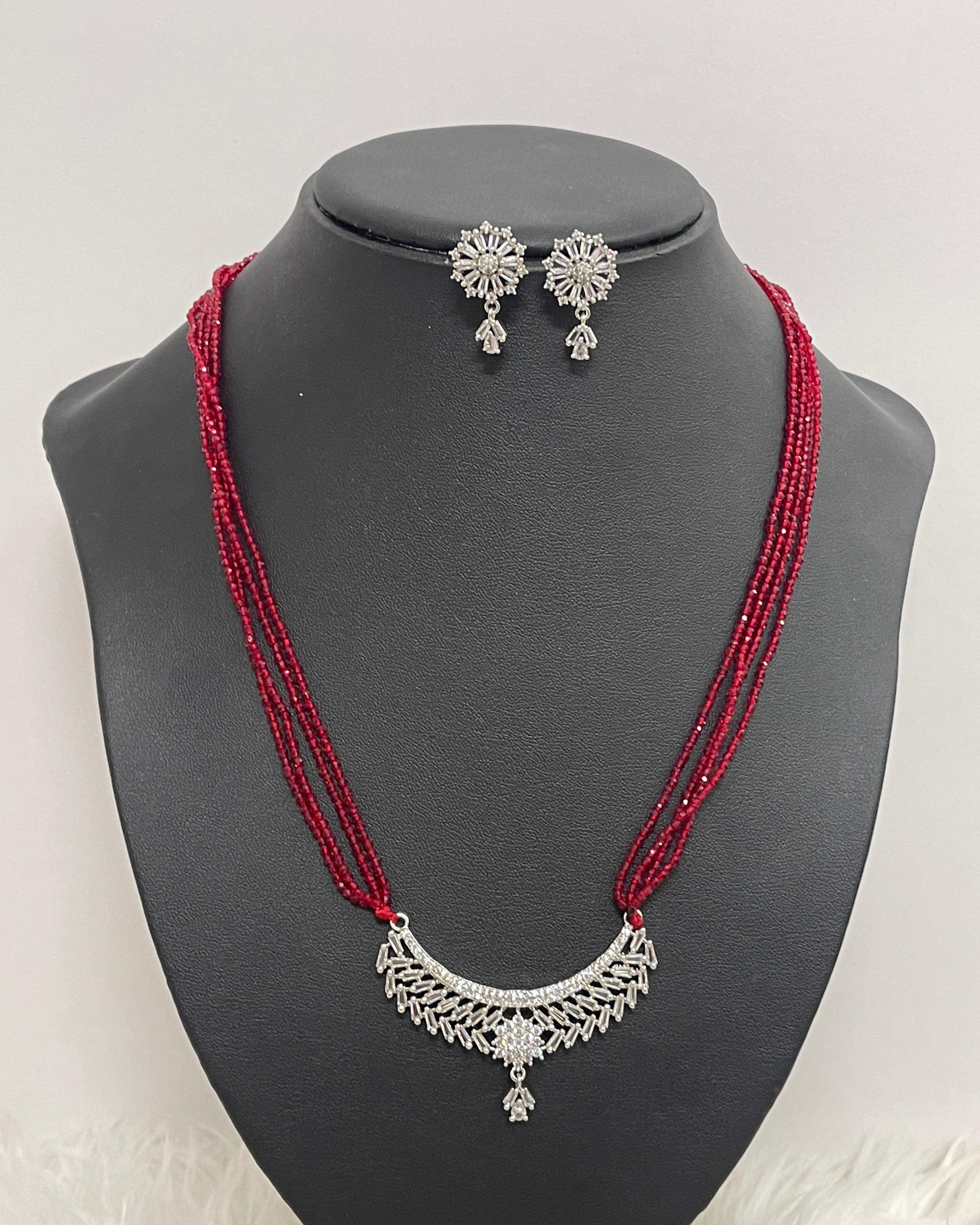 Red American Diamond Hydro Pote Mangalsutra - Boutique Nepal
