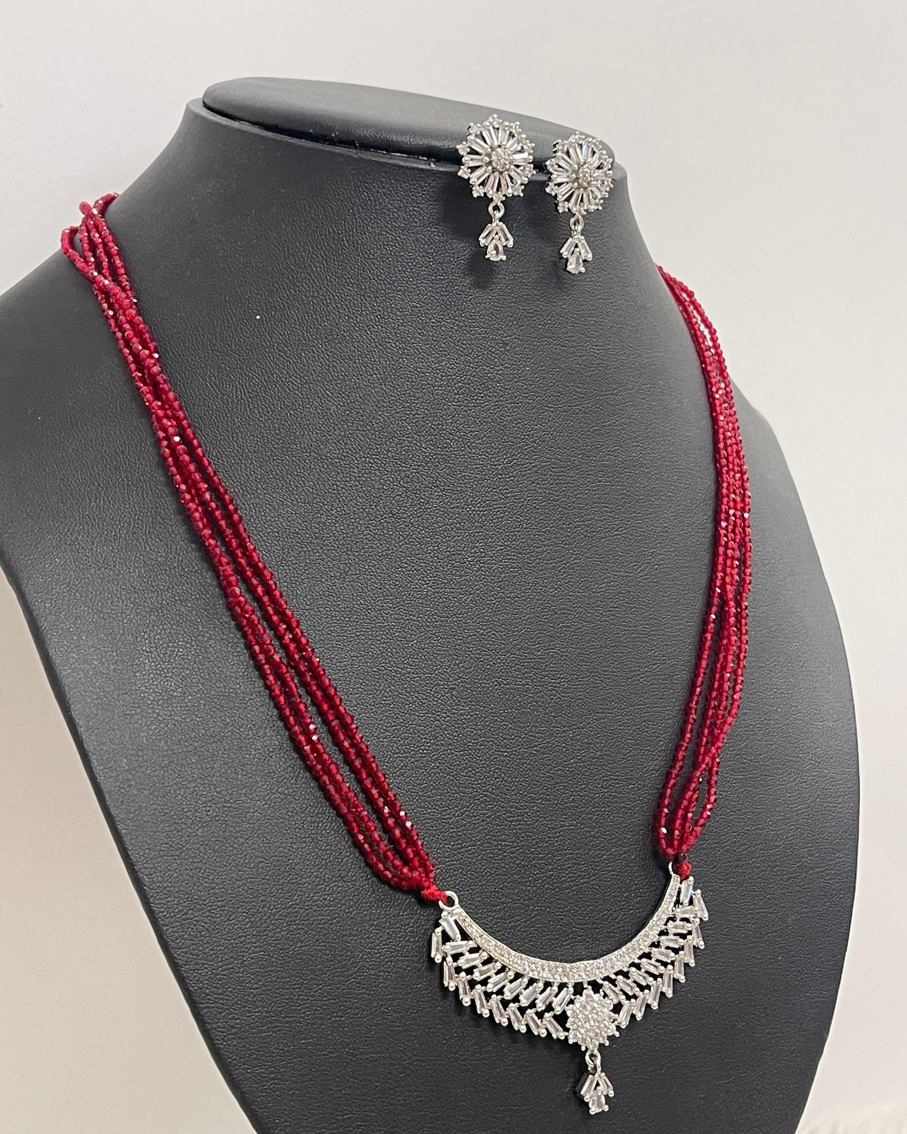 Red American Diamond Hydro Pote Mangalsutra - Boutique Nepal