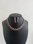Red American Diamond Necklace Set - Boutique Nepal Australia 