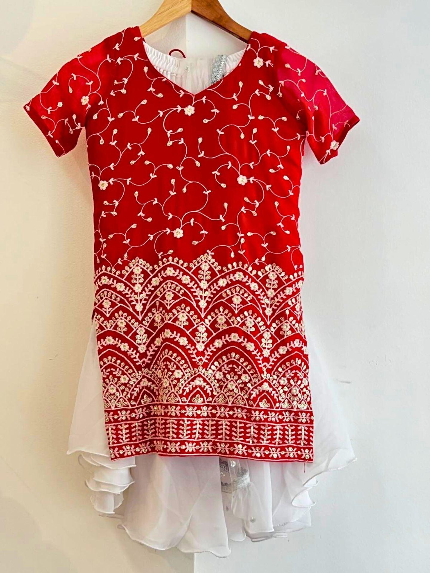 Red Designer Kids Sharara Kurta Set - Boutique Nepal