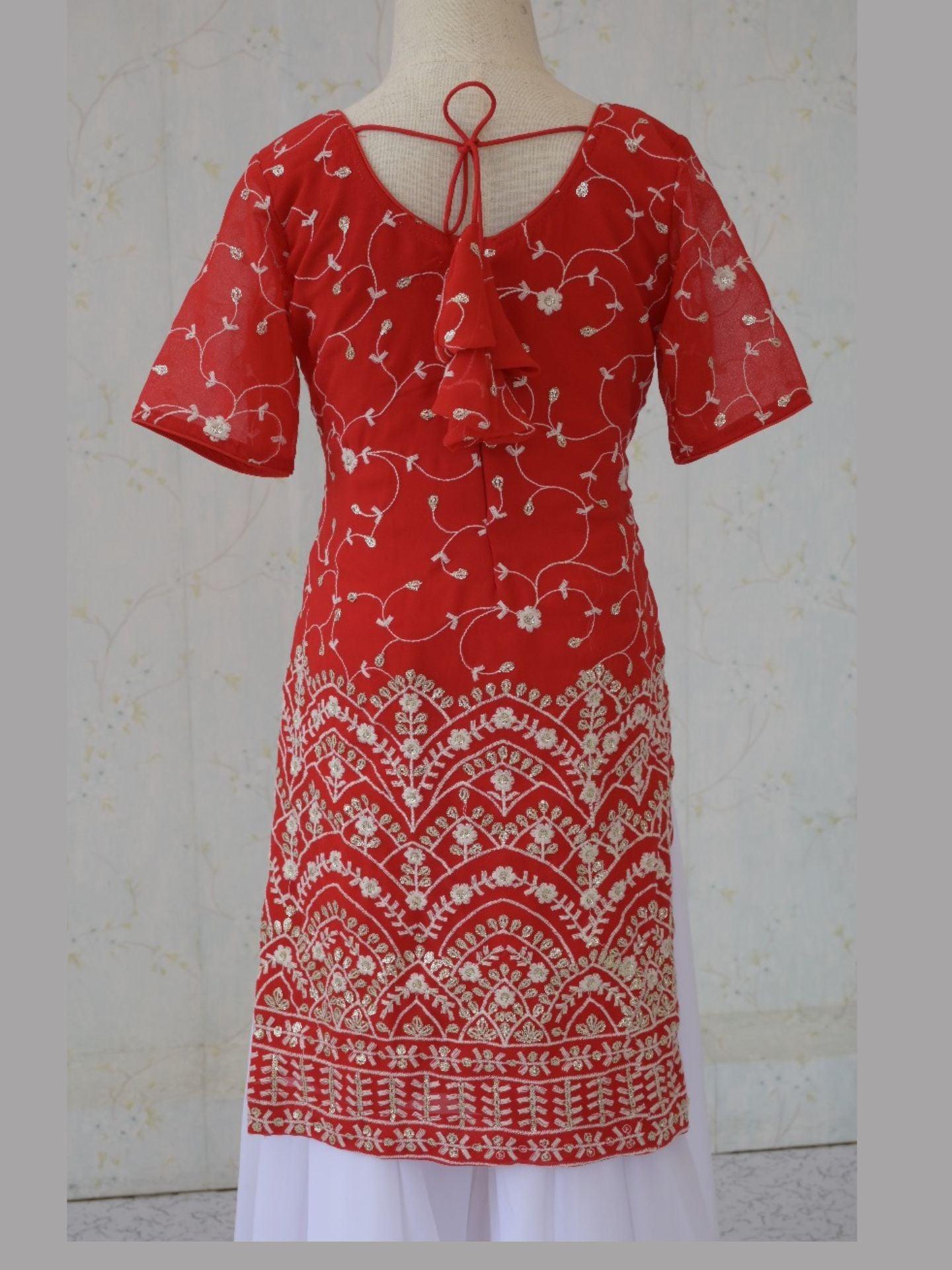 Red Designer Kids Sharara Kurta Set - Boutique Nepal