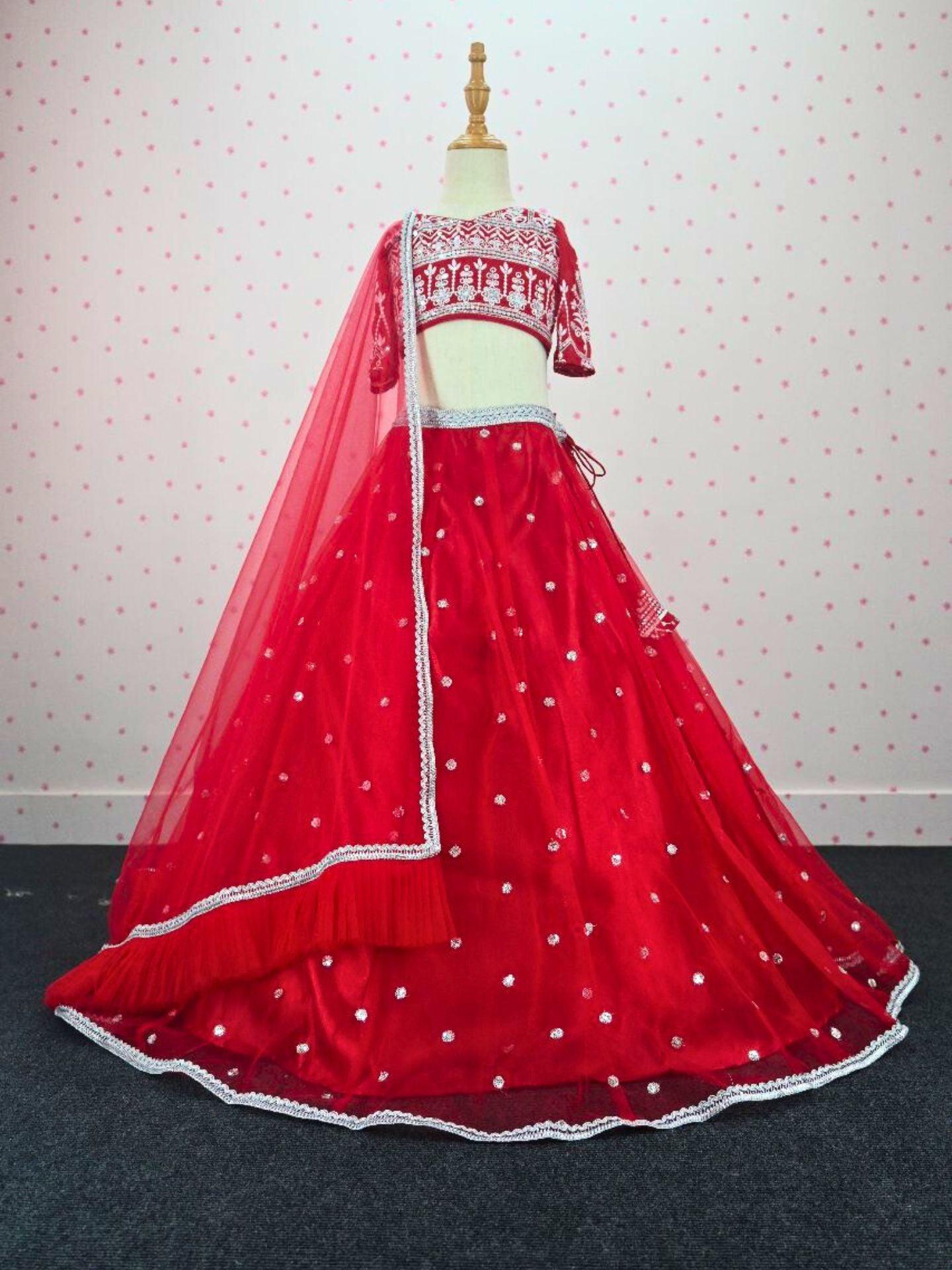 Red kids lehenga set 1-12 years Old - Boutique Nepal