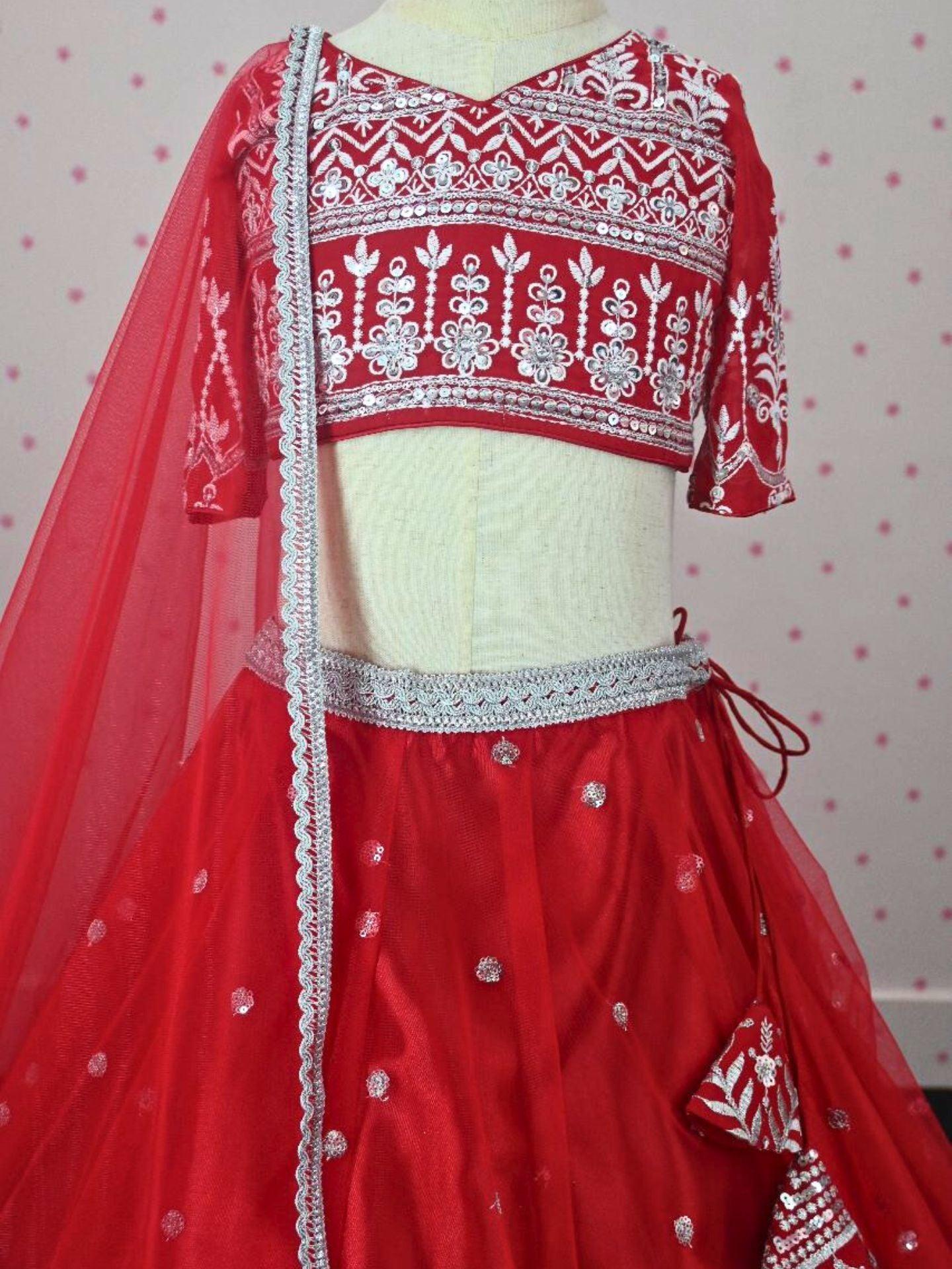 Red kids lehenga set 1-12 years Old - Boutique Nepal